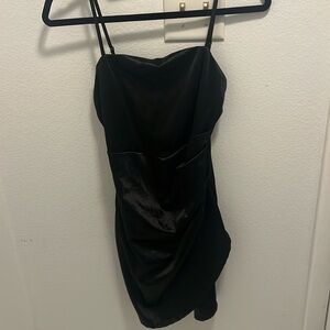 Emerald Sundae Black Satin Slip Dress - Size Small